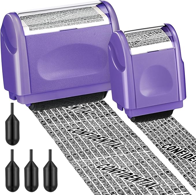 Nezyo 2 Pack Identity Protection Roller Stamp Identity Theft, Confidential by Nezyo
