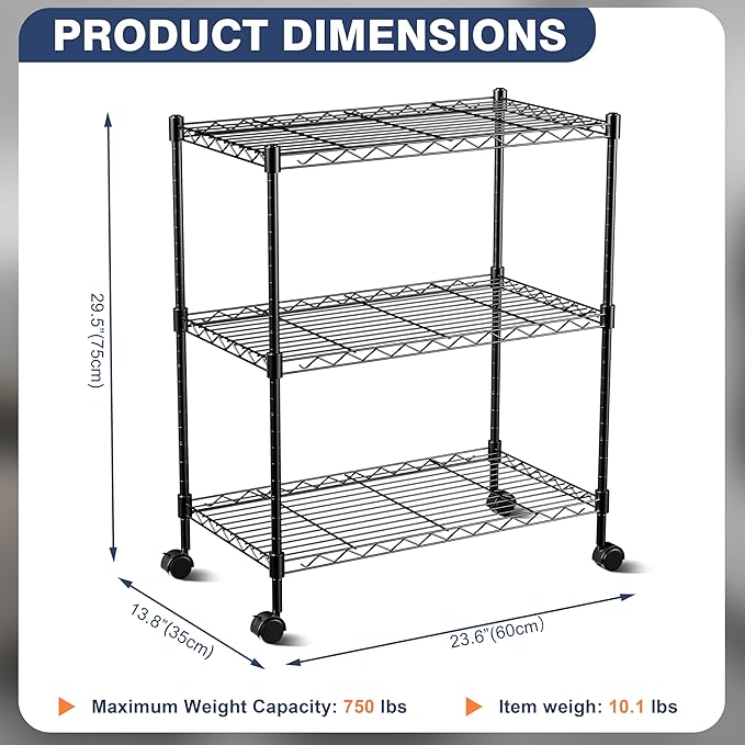VANZBON 3-Tier Wire Shelf Rack, Wire Metal Shelving - Image 2