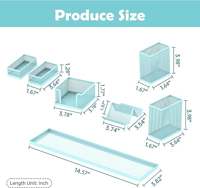 SUPEASY Pen Holder for Desk, 6 Piece Mesh Desk Organizer set for Office - Image 3
