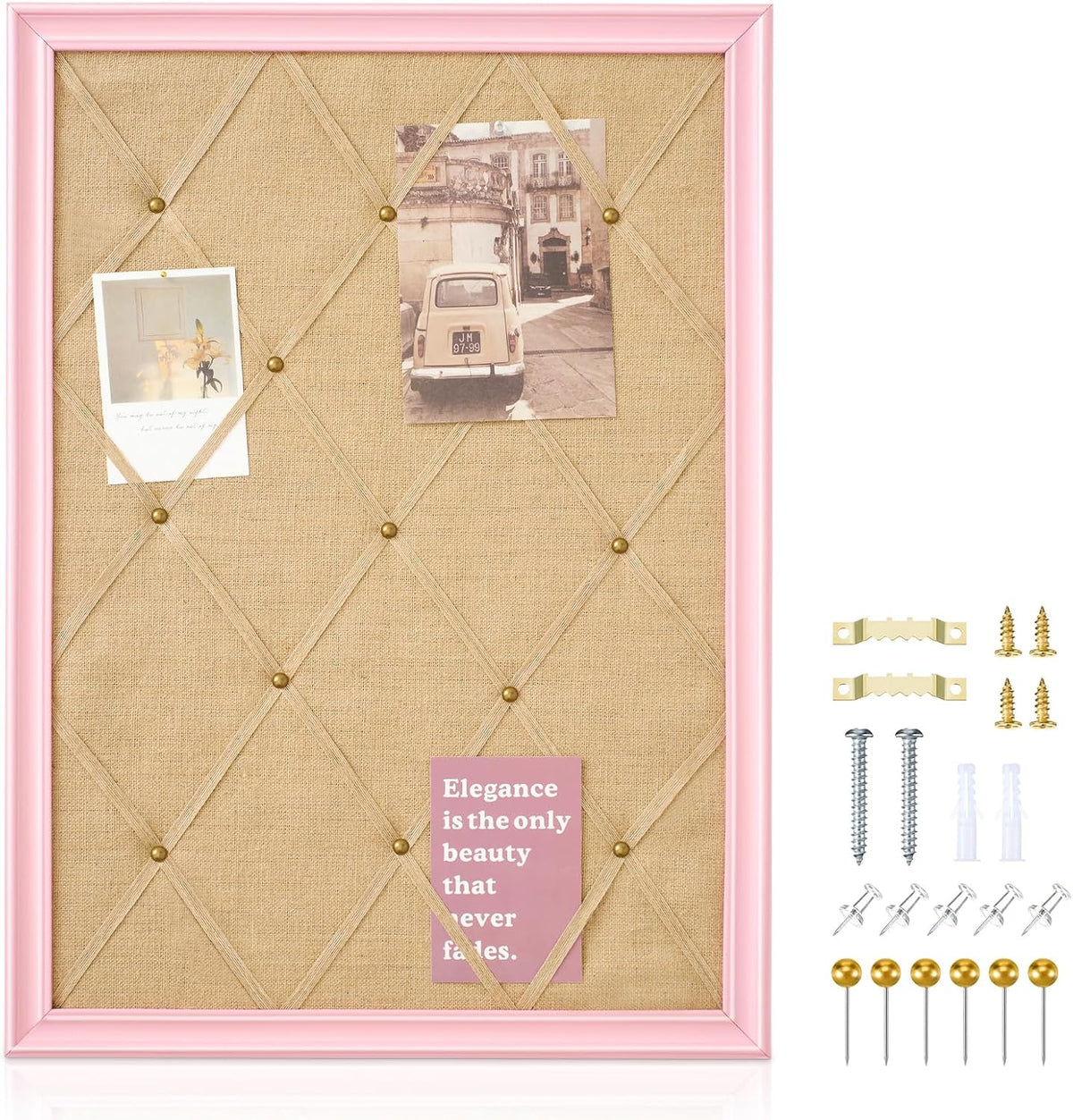 DoubleFill Pink Bulletin Board 21"×27" Linen Fabric Decorative Boar...