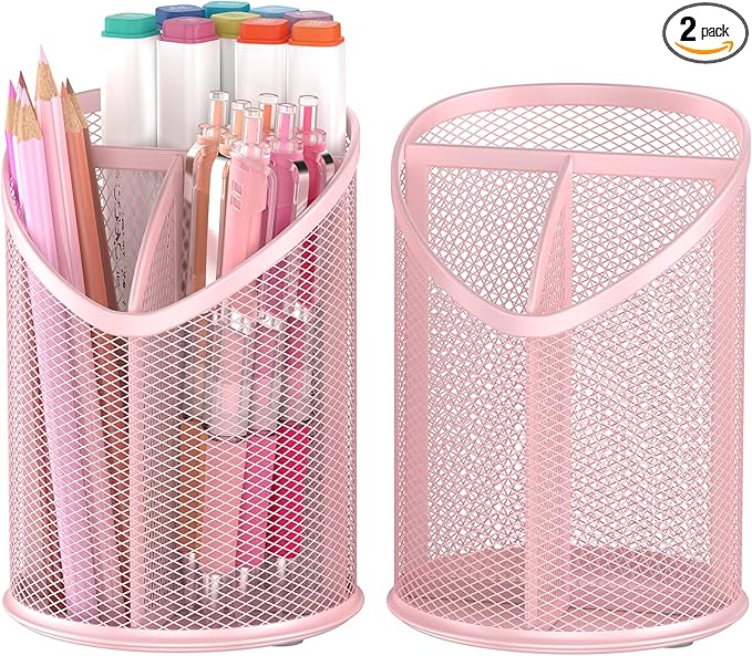 Delifox 2 Pack Pen Holder Mesh Round Pencil by Delifox