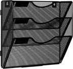 Solinxe Wall Hanging File Holder 3 Tier Wall Mounted Paper Organizer Magazine - Image 2