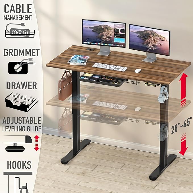 SHW 55 x 28 Inches Electric Height Adjustable Standing Desk - Image 4