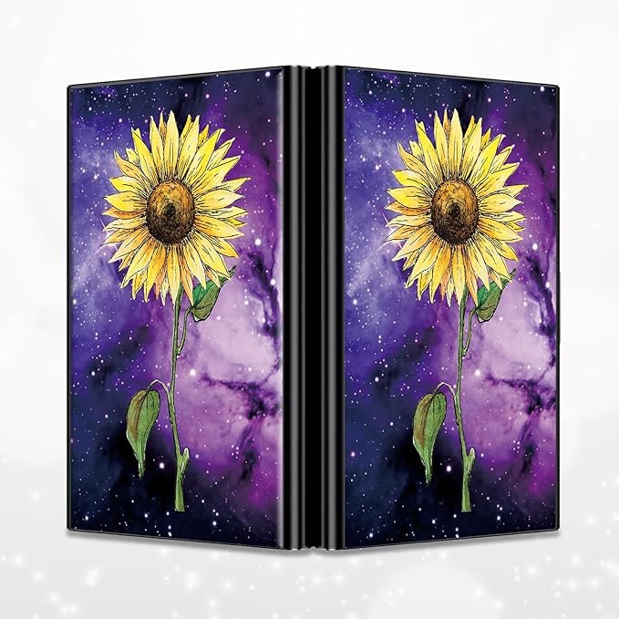 BWEGRHE Slim Credit Card Holder, Sunflower Yellow Purple Galaxy RFID Blocking - Image 4