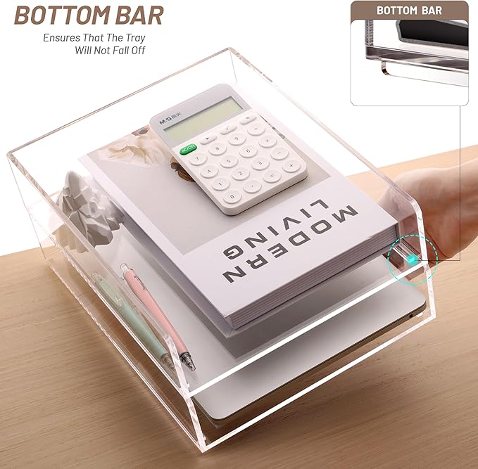 SANRUI Paper Organizer for Desk, Acrylic Stackable Letter Tray, Paper Sorter - Image 6