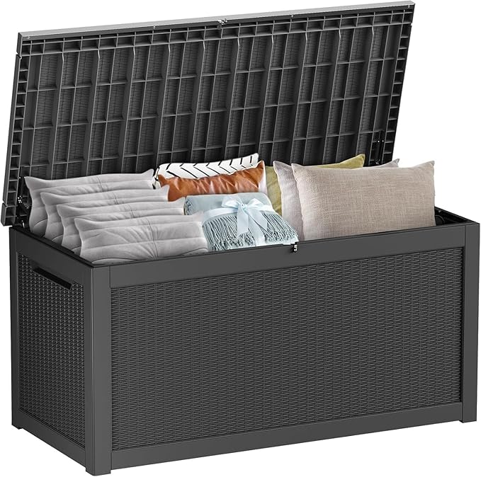 PATIOEASY Outdoor Storage Box 320GAL Waterproof Resin Deck Box, UV-Resistant by Unknown