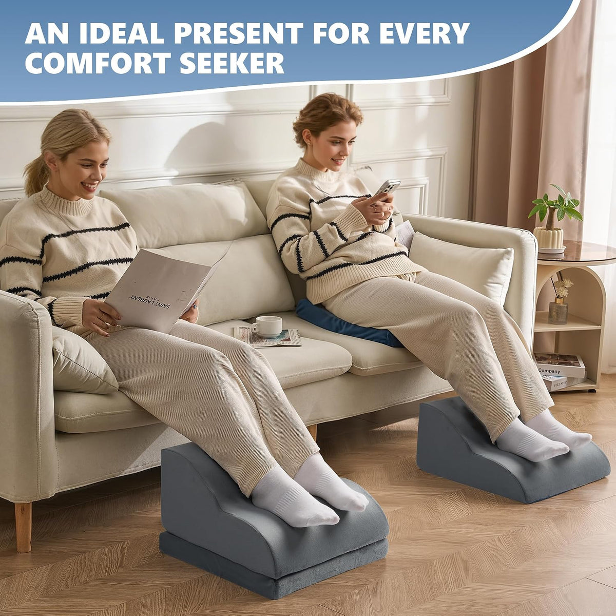 Foot Rest Under Desk for Office, Ergonomic Adjustable Footrest with Washable ...