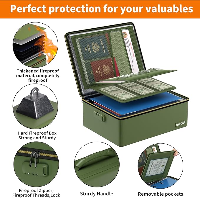 ENGPOW Fireproof Document Box, Hard Fireproof Box - Image 4