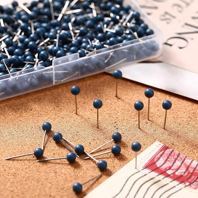 WILLBOND 500 Pack Map Push Pins Map Tacks Small Round Head Push Pins Thumb Tacks - Image 2