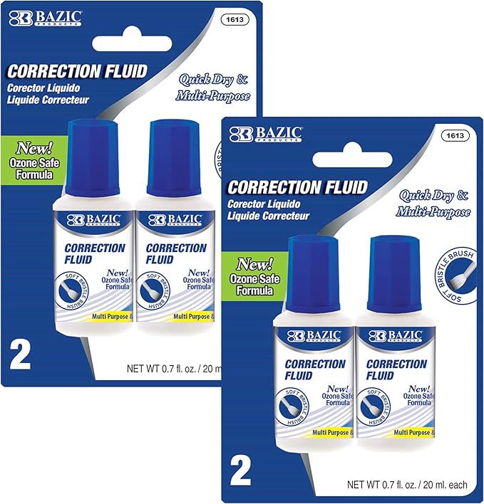 BAZIC Products Correction Fluid, Soft Bristle Brush Applicator, Instant by BAZICProducts