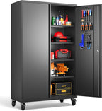 wide & deep metal storage cabinet with wheels,tall, main product view