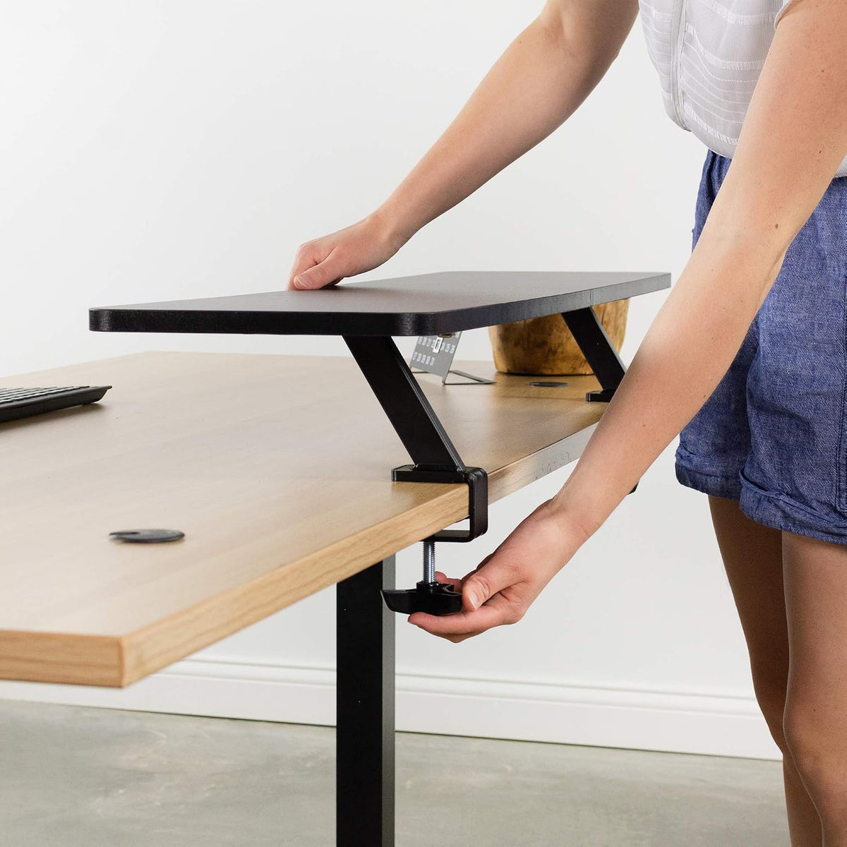 VIVO Clamp-on Small 40 in Ergonomic Desk Shelf