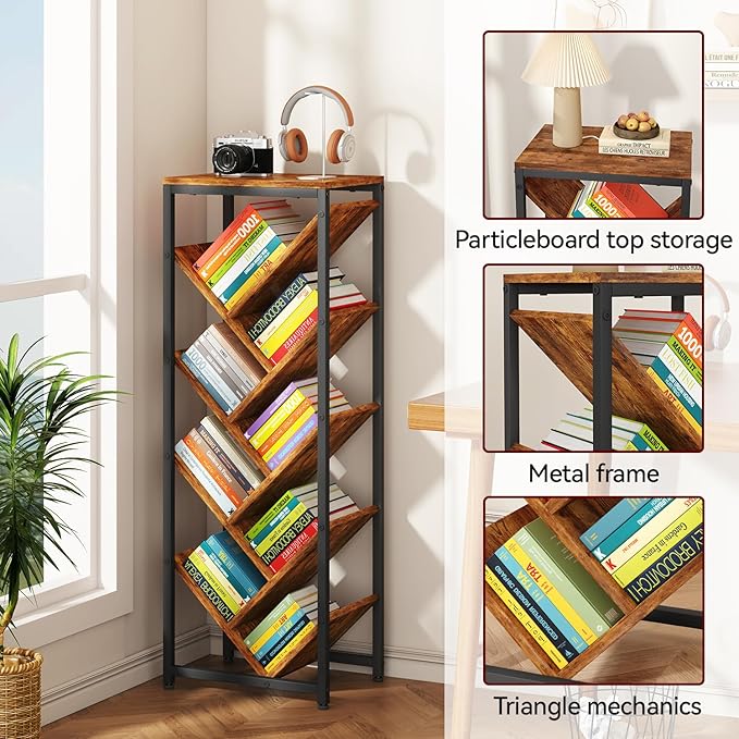 IBUYKE 9 Tier Tree Bookshelf, Floor Standing Wood Bookshelf - Image 5