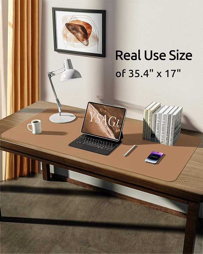 YSAGi Leather Desk Protector, Office Mat, Large Mouse Pad, Non-Slip PU Leather - Image 5