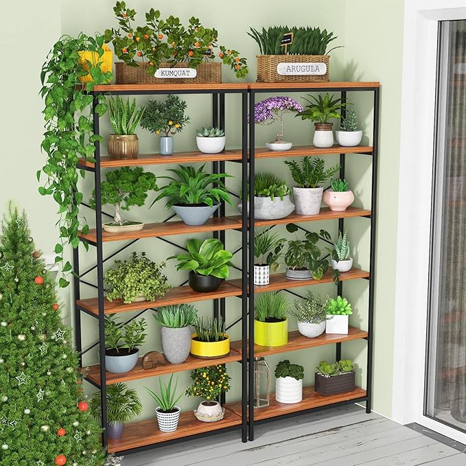 Himimi 6 Tier Industrial Bookshelf, Vintage Standing Storage Shelf, Display - Image 5