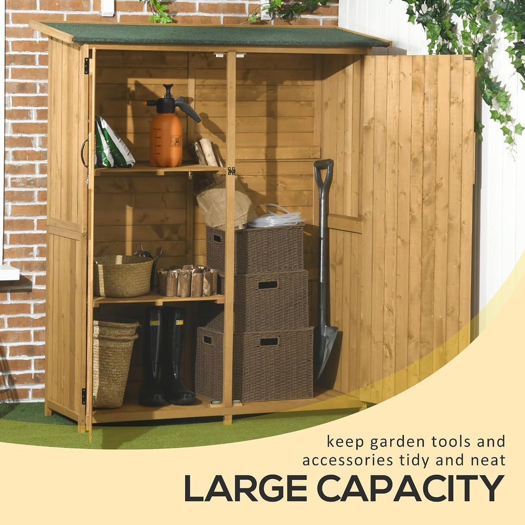 outsunny outdoor storage cabinet waterproof asphalt rood lockable, close-up detail