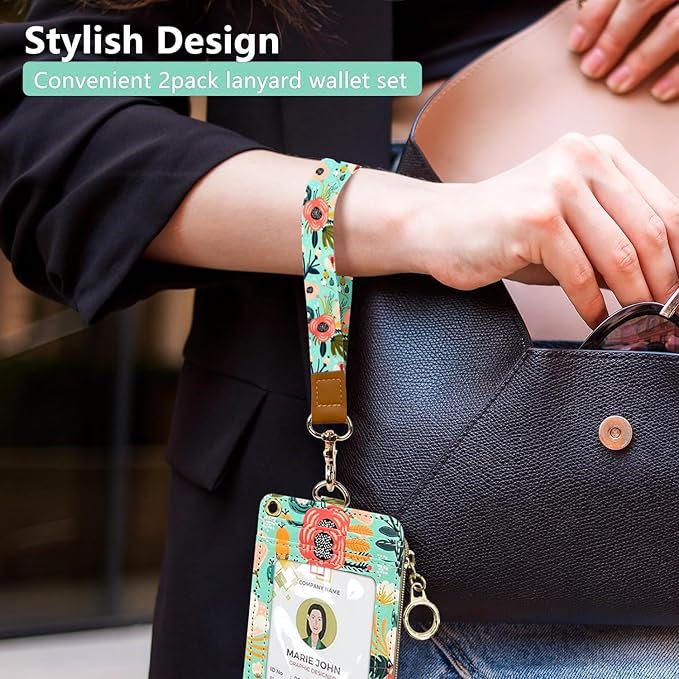 bolimoss Floral Lanyard Wallet, Cute Teacher Lanyards - Image 3