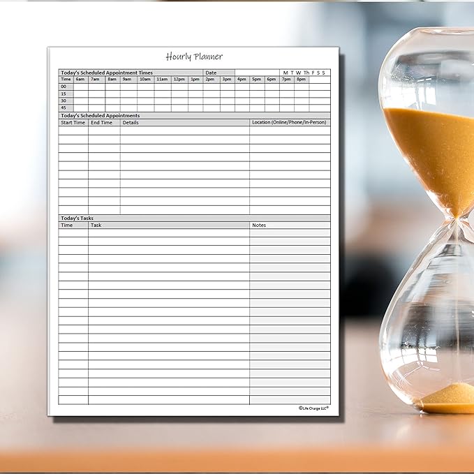 Hourly Planner Notepad. 60 Page Planning Pad w/Appointment Time Block, Task Log - Image 6
