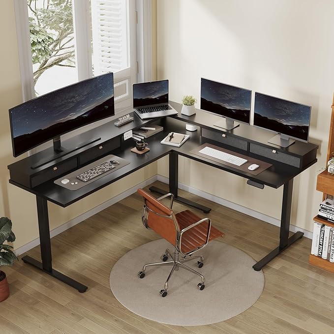 FLEXISPOT 71" Large L Shaped Standing Desk Electric Corner Table - Image 2
