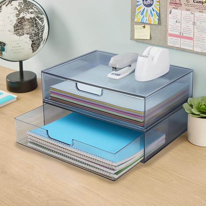 STORi STAX Plastic Stackable Organizer Drawers Classic Grey | 12.5" Wide | Set - Image 4
