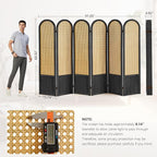 Asnefeli Room Divider 4 Panels, Folding Privacy Screen, Foldable Wood Rattan - Image 3