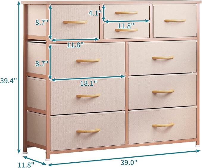 LUMTOK 10-Drawer Dresser, Fabric Storage Dressers Drawers - Image 3
