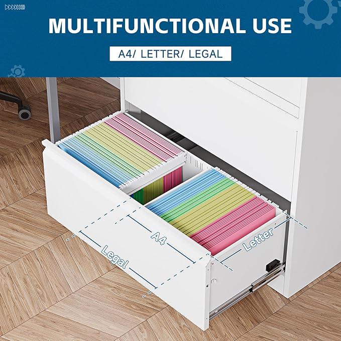 PEUKC 2-Drawer Metal File Cabinet, Lateral Vertical Filing Cabinets - Image 4