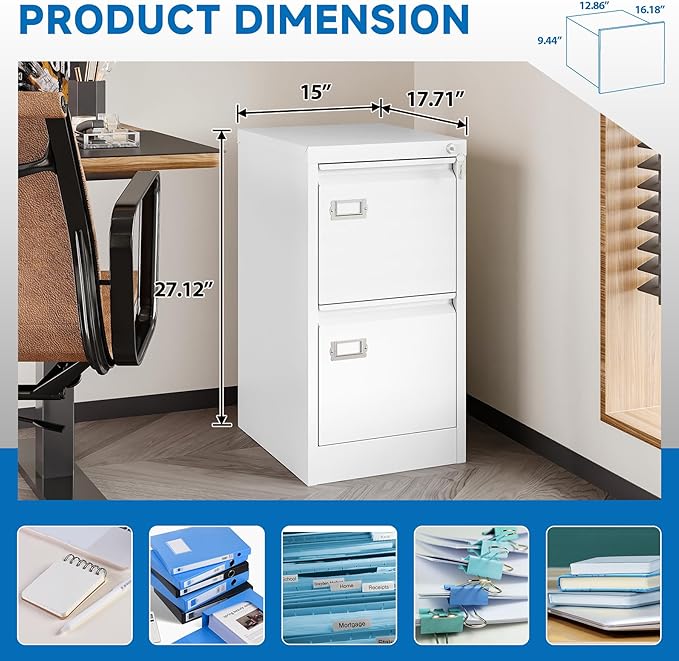 BYNSOE 2 Drawer File Cabinet - Image 4