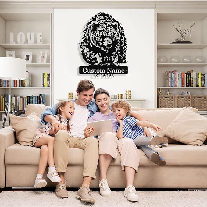 Custom Bear Metal Sign, Custom Bear Metal Wall Art Decor, Personalized Last - Image 3