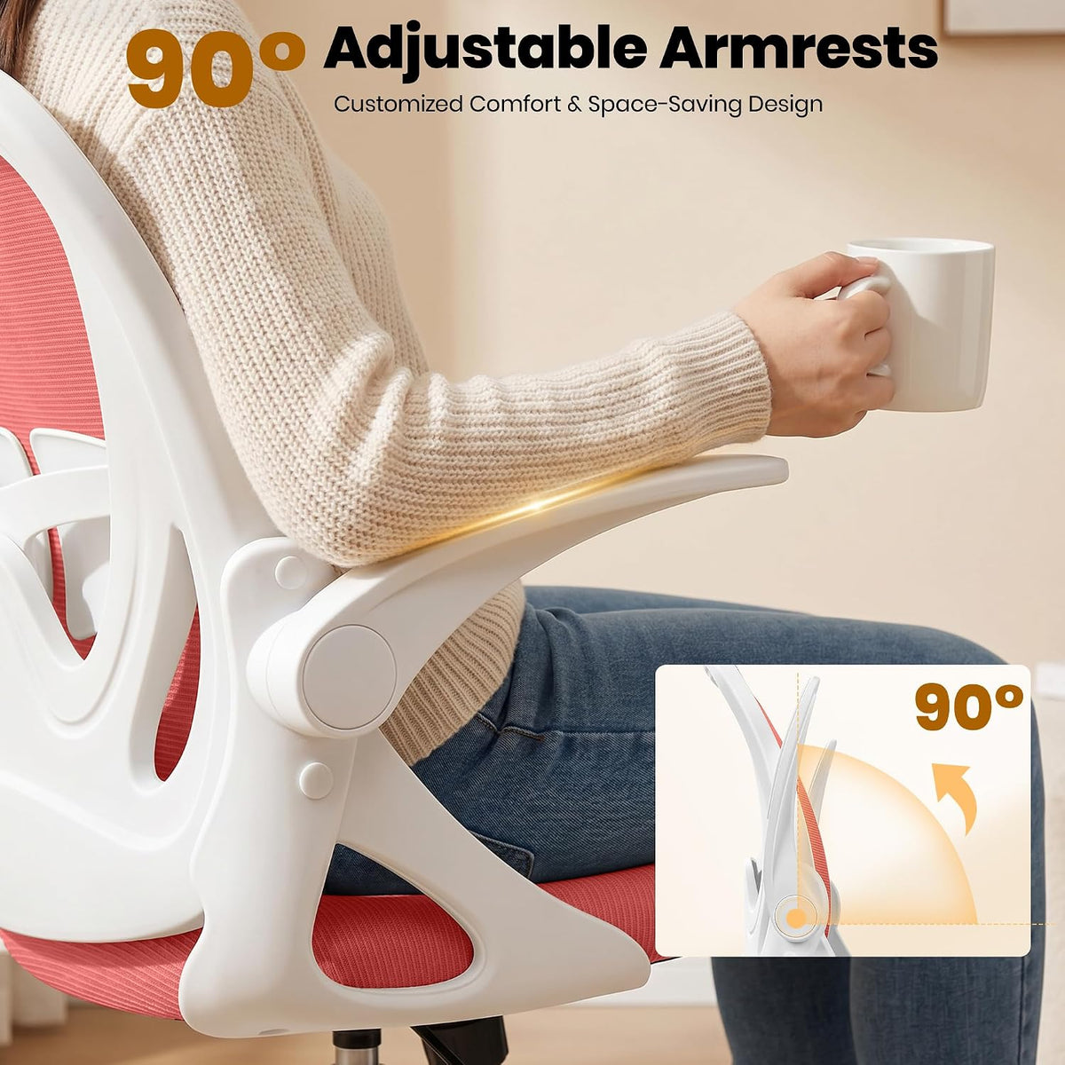Drafting Chair Tall Office Chair with Flip-up Armrests Executive Ergonomic Co...