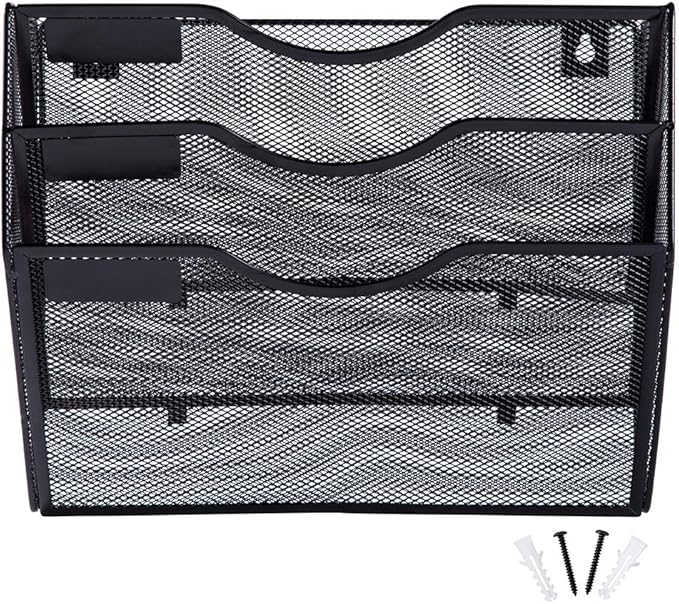 EASEPRES 3 Pocket Mesh Hanging Wall File Organizer, Wall Mounted Mail Paper - Image 8
