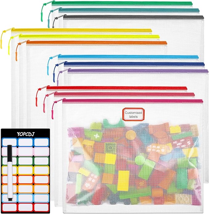 YOPCDJ 12pcs Mesh Zipper Pouch Bags, A4 Puzzle Bag by YOPCDJ