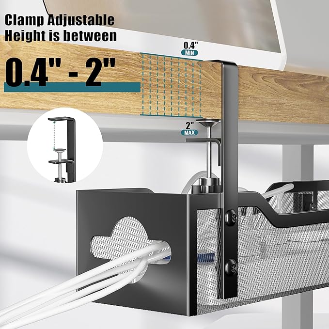 Under Desk Cable Management Tray Black, Litwaro Cable Management Under Desk No - Image 3