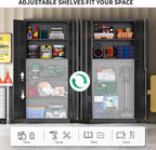 metal garage storage cabinet, durable metal storage solution showing dimensions