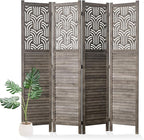 Svimi Folding Room Divider, 66.9 Inch 4 Panels Wood Carved Privacy Screens by Svimi