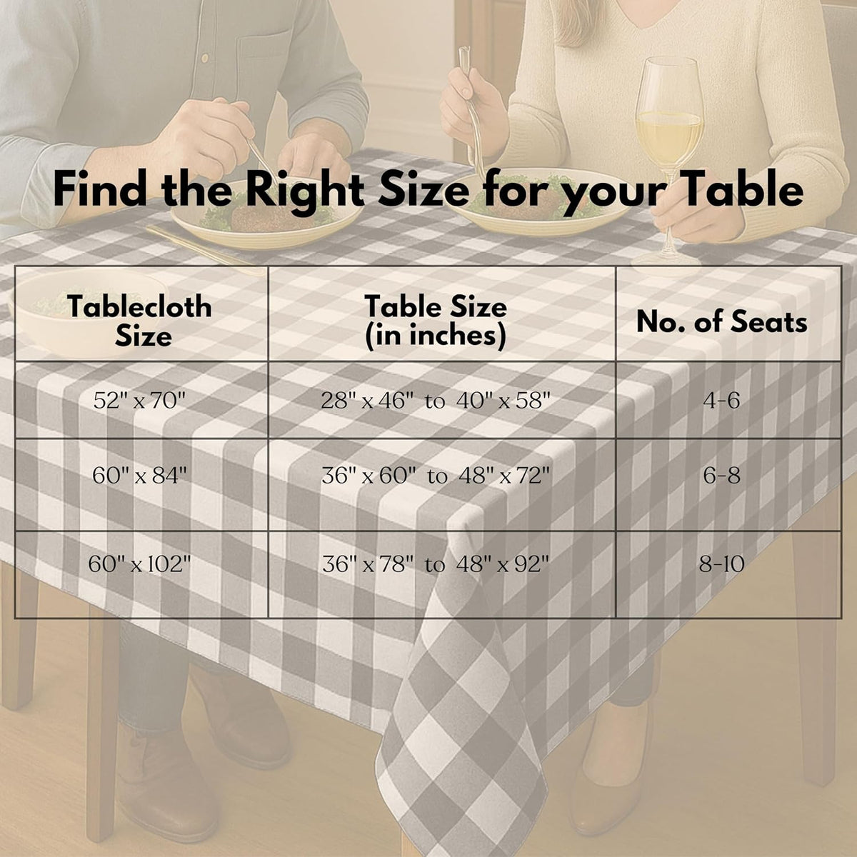 Native Fab Buffalo Check Tablecloth, 100% Cotton, 60x102 Inches, Classic Farm...
