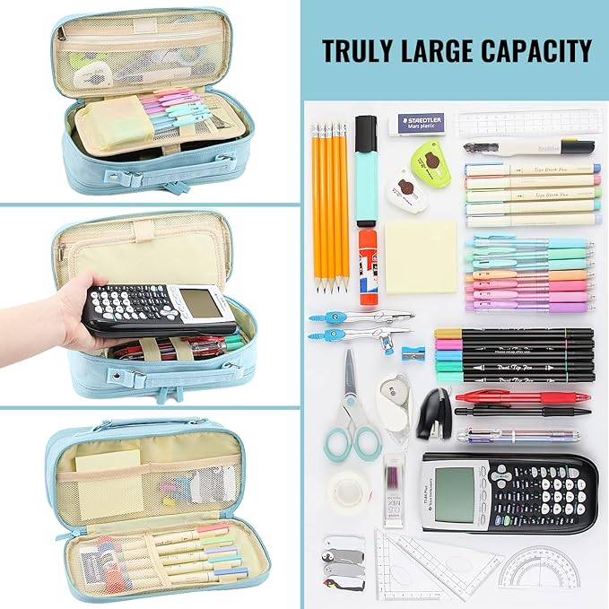 JOINPRO Pencil Case, Large Capacity Pencil Case Organizer; Double Zipper - Image 5