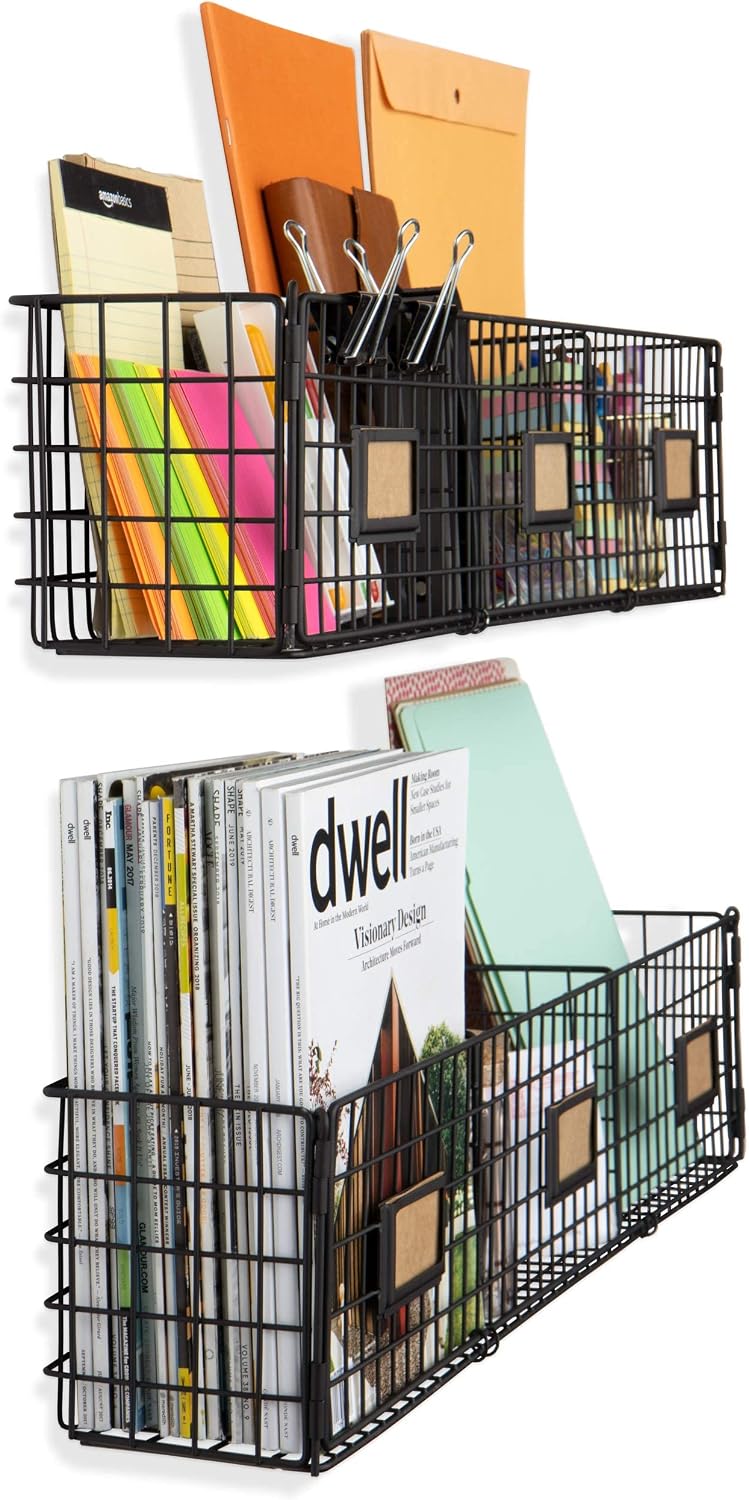 Amalfi Hanging File Folders Office Desk Organizer Wall Mount Wire Basket Stor...