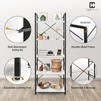 CAPHAUS 6 Tier Bookshelf, 24 Inch Width Free Standing Shelf, Bookcase Shelf - Image 5