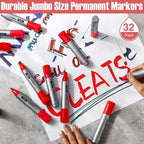 Fuutreo 32 Pcs Jumbo Permanent Markers Bulk Large Chisel Tip Permanent Markers - Image 7