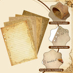 100 Sheets Vintage A5 Planner Inserts - 120GSM Thick Antique Border Refill Paper for A5 6-Ring Binder, Elegant Retro 6 Hole Loose Leaf Sheets for Journal Diary Notebook Budget Creative Planning
