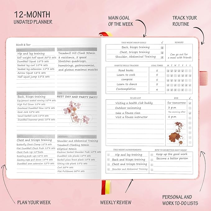 Undated Luxurious Weekly & Monthly Planner to Increase Productivity Hit Your - Image 4