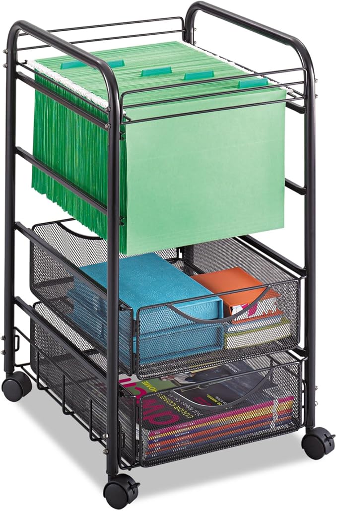 Safco 5215BL Onyx Mesh Open File Cart by SafcoProducts