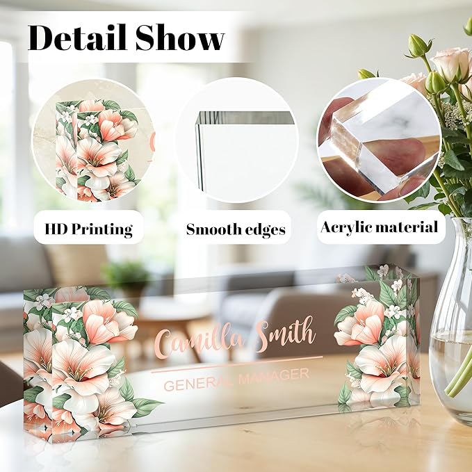 Personalized Name Plate for Desk, Custom Acrylic Desk Name Sign, Office - Image 2