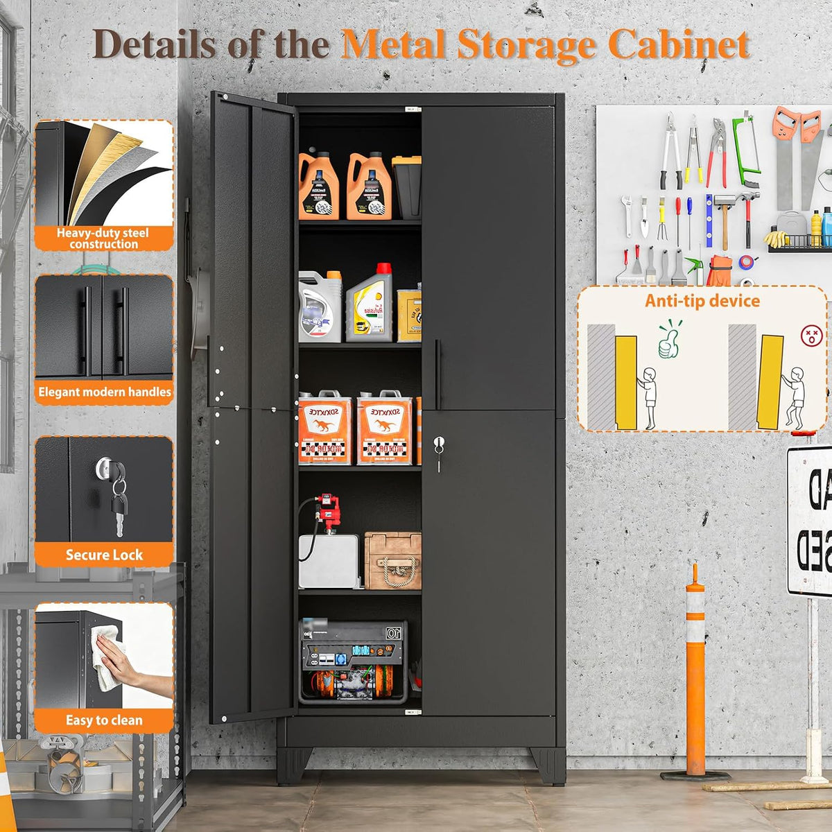 metal storage cabinets, 71" h steel locker cabinet on a desk or shelf