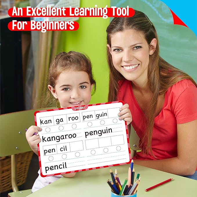 8 Packs Phonemic Awareness Dry Erase Board, Double Sided Dry Erase Board - Image 7