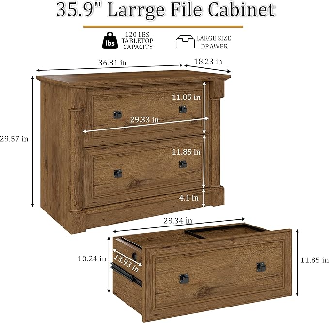 blini 2 Drawer File Cabinet Farmhouse Lateral File Cabinet - Image 2