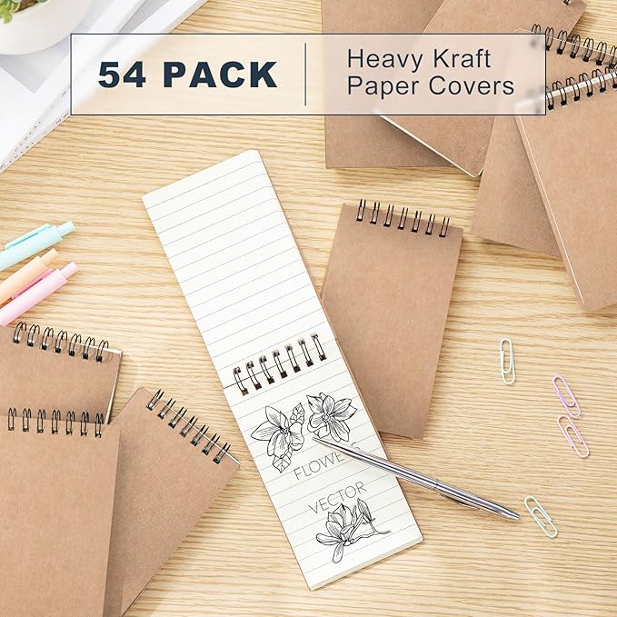 Tenceur 54 Pcs Mini Spiral Notebook 3" x 5" Top Bound Small Spiral Notepads - Image 3