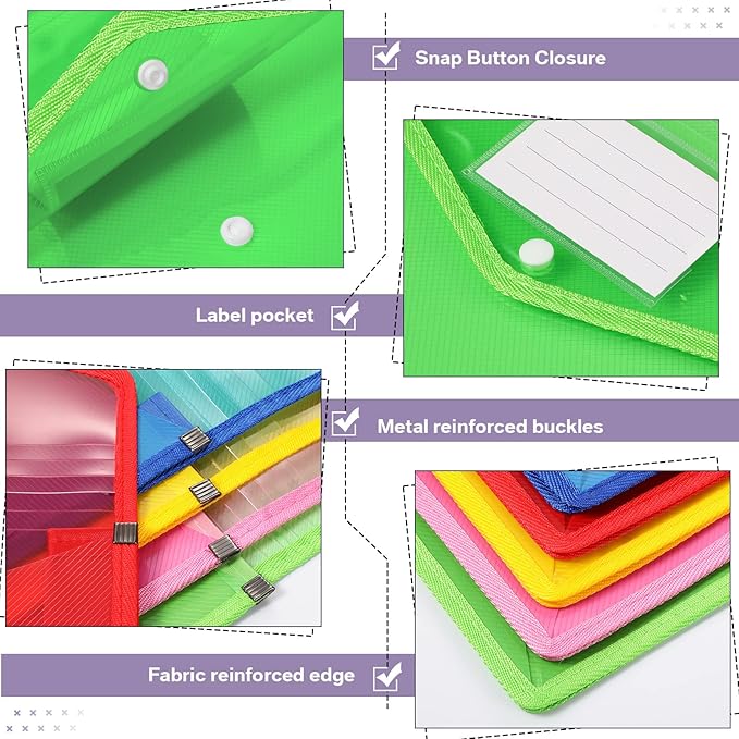 10 Pieces Plastic File Folders Envelope Expanding File Wallet Organizer - Image 3