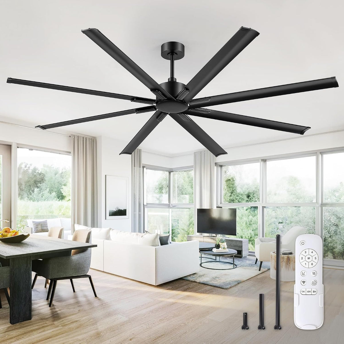 zmishibo 84 inch heavy-duty ceiling fan without light, main product view